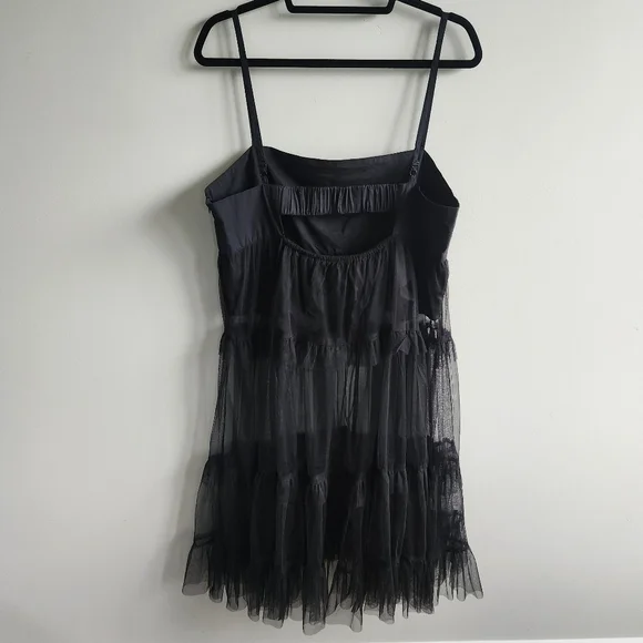 Anthropologie Maeve Tiered Tulle Tunic Dress Whimsigoth Witchy Dark Fairy Size L - Picture 4 of 11